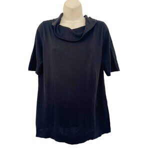 Ann Taylor Woman's Sz M Black Cowl Neck Short Sleeve Knit Top